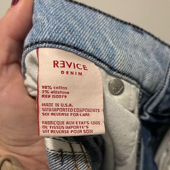 REVICE Two-Tone Straight Leg Jeans - Dark and Light Blue - Picture 7 of 7